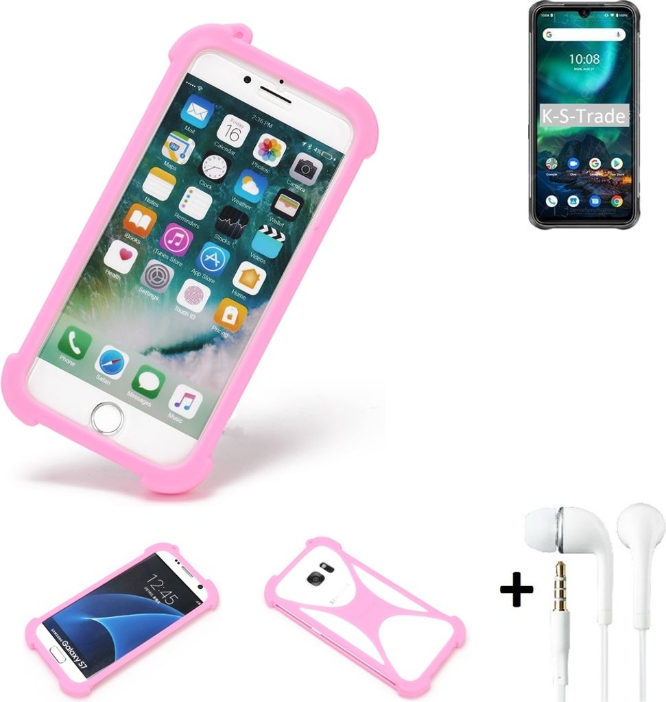 K-S-Trade Bumper + Kopfhörer kompatibel mit UMIDIGI Bison 2021 Handy Hülle Schutzhülle Silikon Schutz Hülle Cover Case Silikoncase Silikonbumper