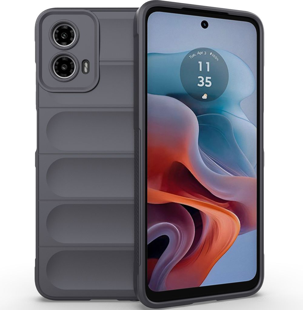 Handyhülle für Motorola Moto G34 Weich TPU Silikon Stossfest Anti-rutsch Hülle Dunkelgrau