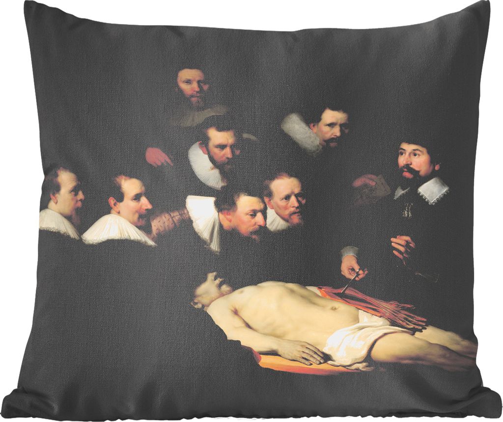MuchoWow Zierkissen Sofakissen Wohnzimmer Dekokissen 45x45 cm Die Anatomiestunde von Dr. Nicolaes Tulp - Gemälde von Rembrandt van Rijn - Schlaf...