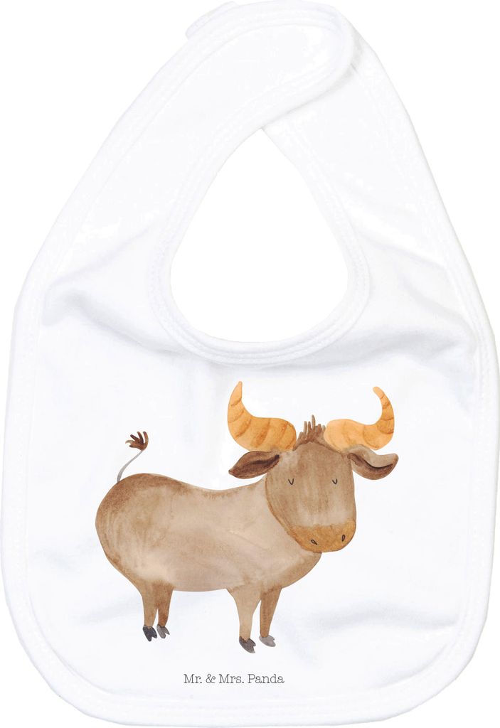 Mr. & Mrs. Panda Lätzchen Sternzeichen Stier - Weiß - Geschenk, Baumwoll-Lätzchen, Babylätzchen, Für Babys, Ochse, Kinderlätzchen, Rind, Gebu...