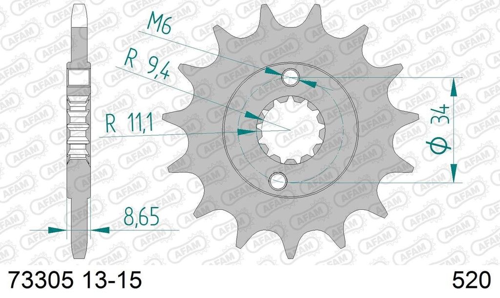 AFAM Stahl Standard Ritzel vorne - 520