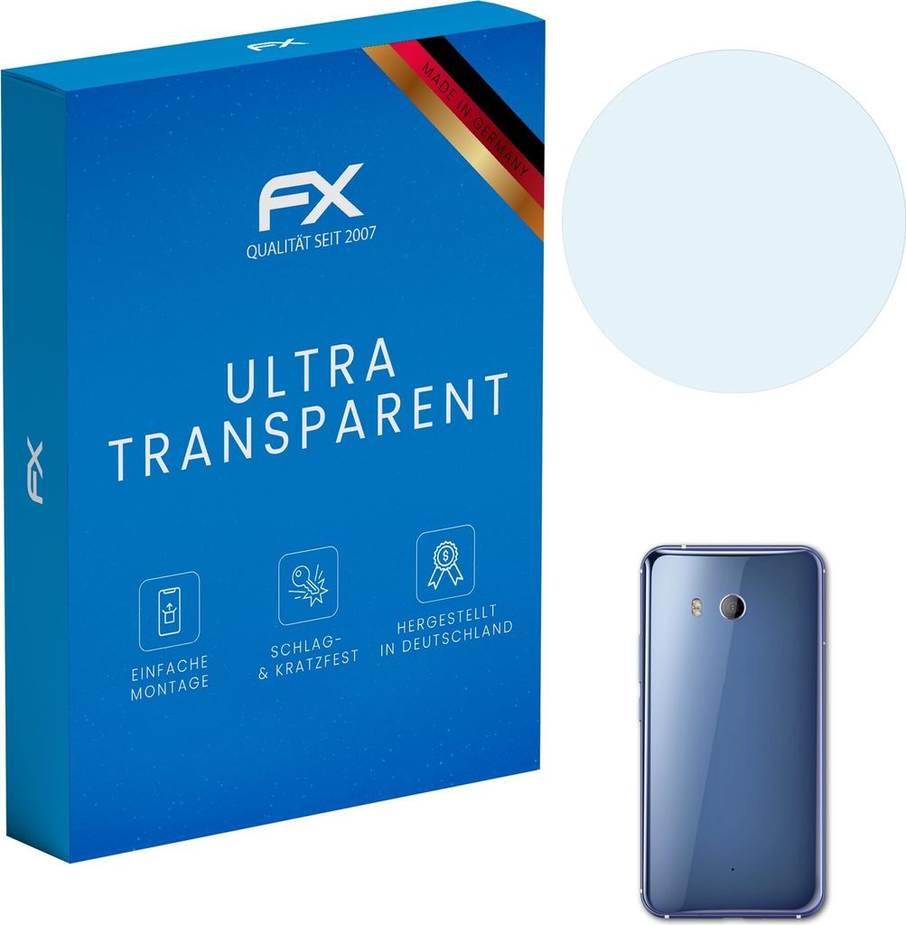 atFoliX FX-Clear 3x Schutzfolie kompatibel mit HTC U11 Lens Displayschutzfolie