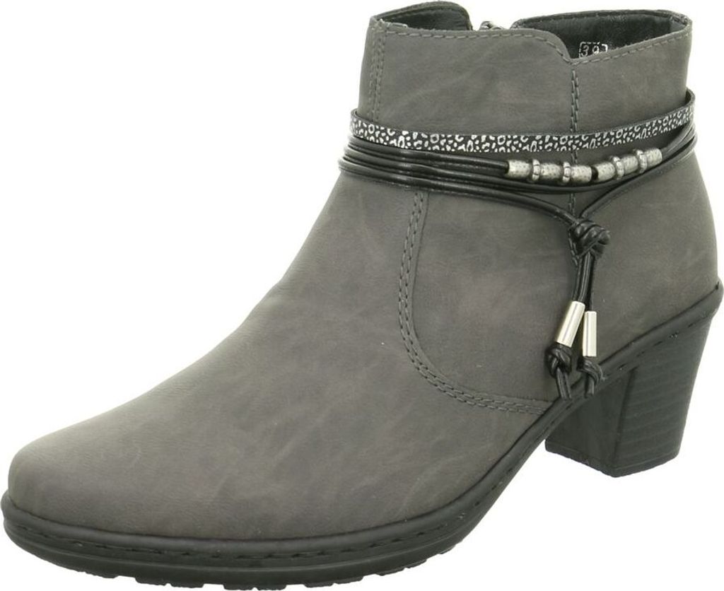 Rieker Damen Stiefelette 54953-45 grau, Größe 37 - 41, Wolle, Absatz: ca. 5,5 cm