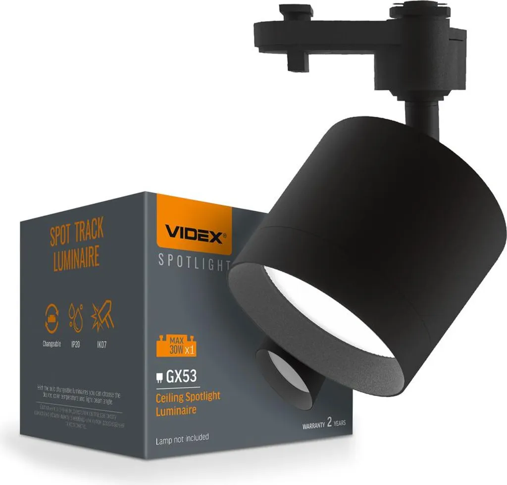 Luminaire Orientable GX53 VIDEX VL-SPF17C-B Noir en Aluminium Robuste