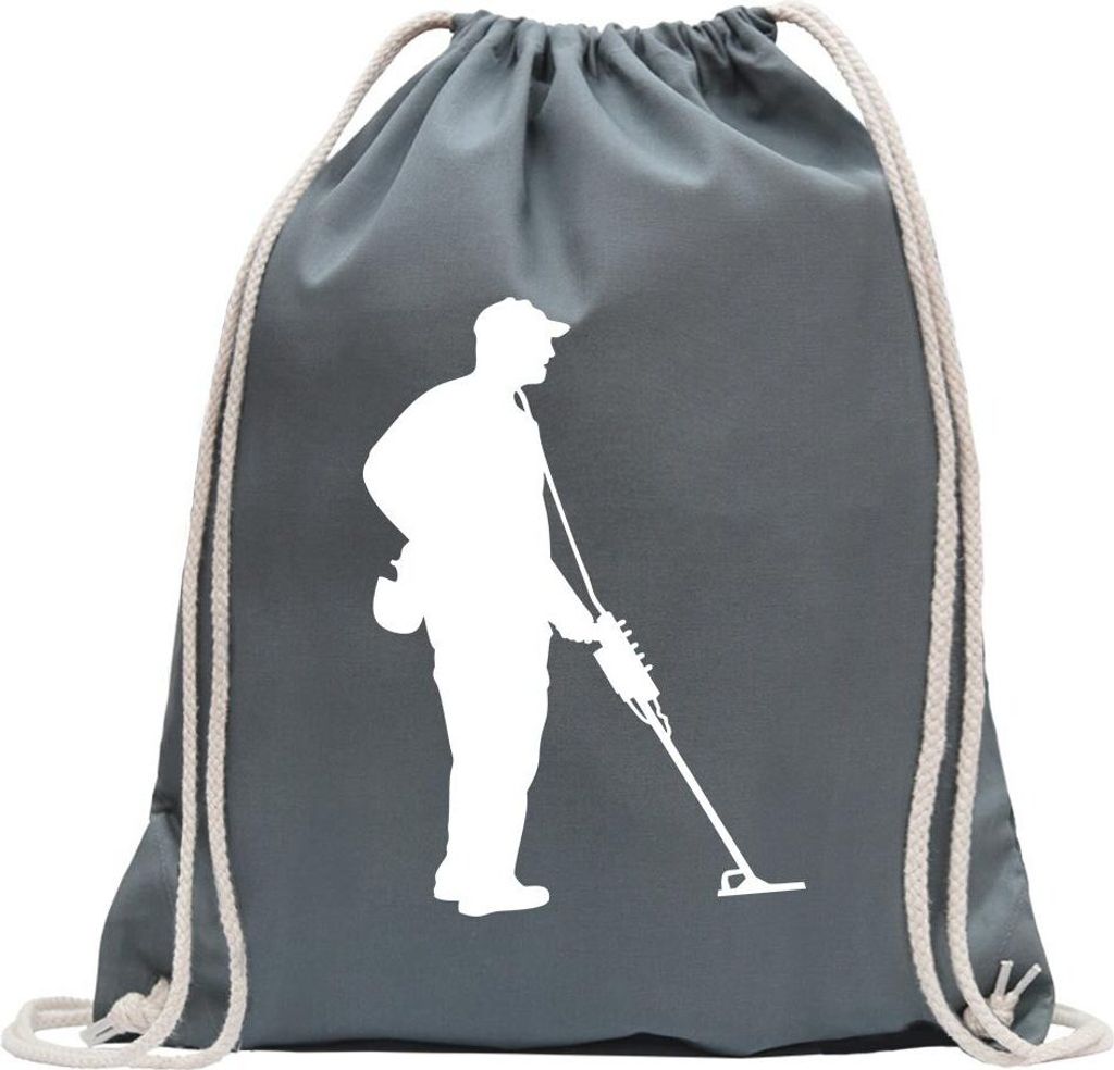 Kiwistar - Turnbeutel - stahlgrau - Metalldetektor Schatzsuche - Fun Rucksack Sport Beutel Gymsack Baumwolle mit Ziehgurt