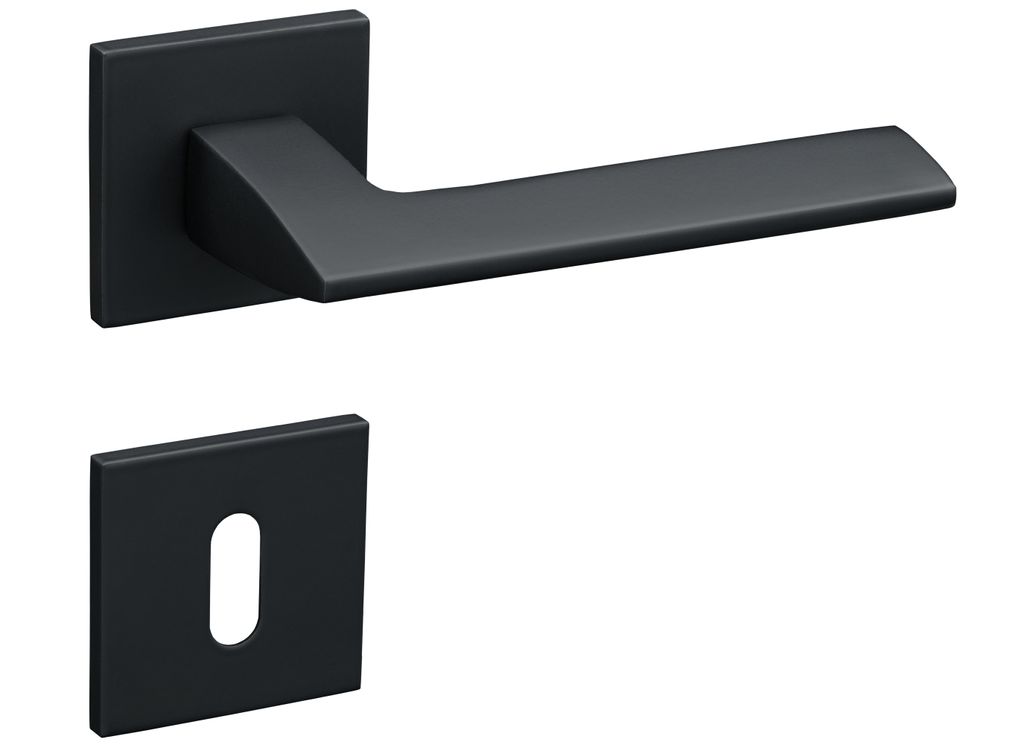 Türgriffe Schwarz Matt Set BB Buntbart Türklinken für Innentüren Drückergarnitur für Zimmertür mit eckiger Rosettengarnitur aus Aluminium GA...