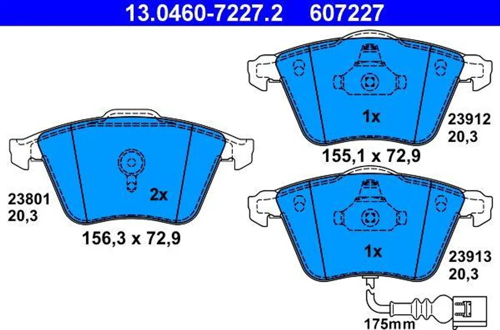 Plaquettes ATE 13.0460-7227.2 Haute Résistance pour Seat Leon et Audi TT