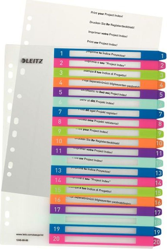 LEITZ A-Z Trennblätter Aus Kunststoff, A4, Extra Breit – 20 Einteilungen, Mit Deckblatt, Eurolochung