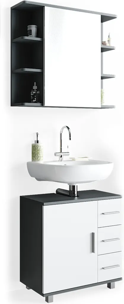 Meuble vasque Vicco Ilias Anthracite - Solution gain de place 2 éléments - 8