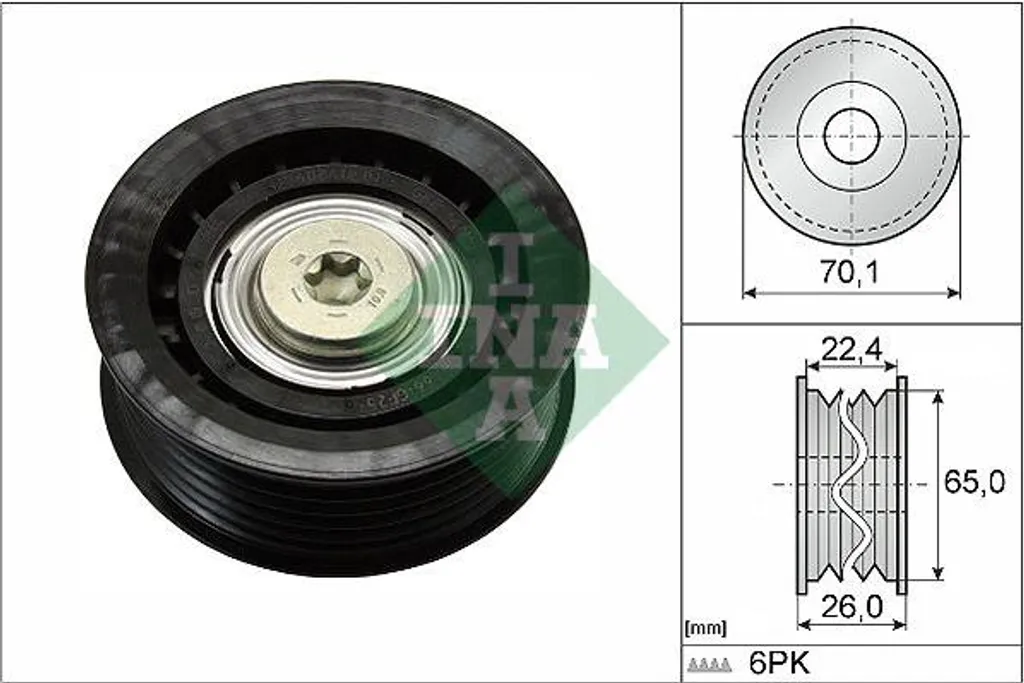 INA 532 0471 10 Rullo di rinvio/guida, cinghia trapezoidale dentata OE 1117009 compatibile con Mondeo, Transit, X-Type