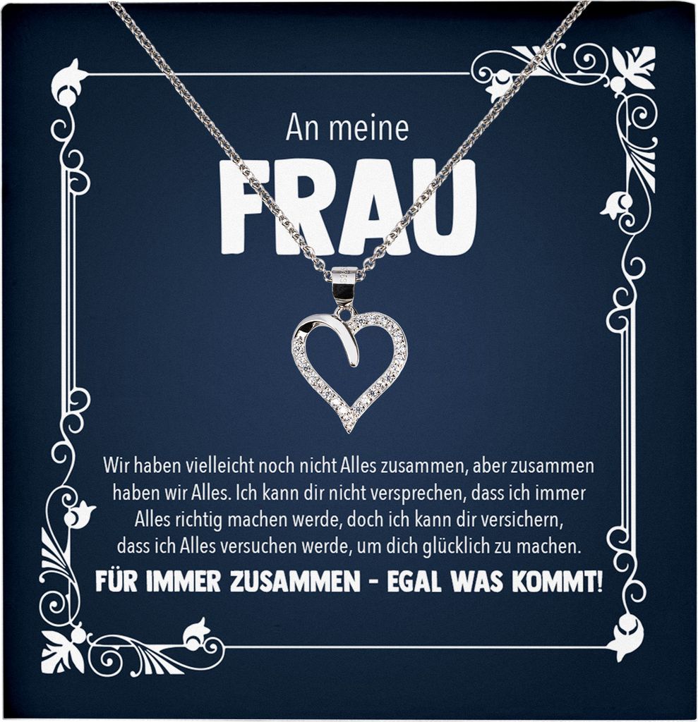 22Feels Echt Silber Halskette - Hochzeitstag Geschenk Ehefrau Schmuck Frauen Valentinstag Geburtstag - Herz Anhänger, Karte