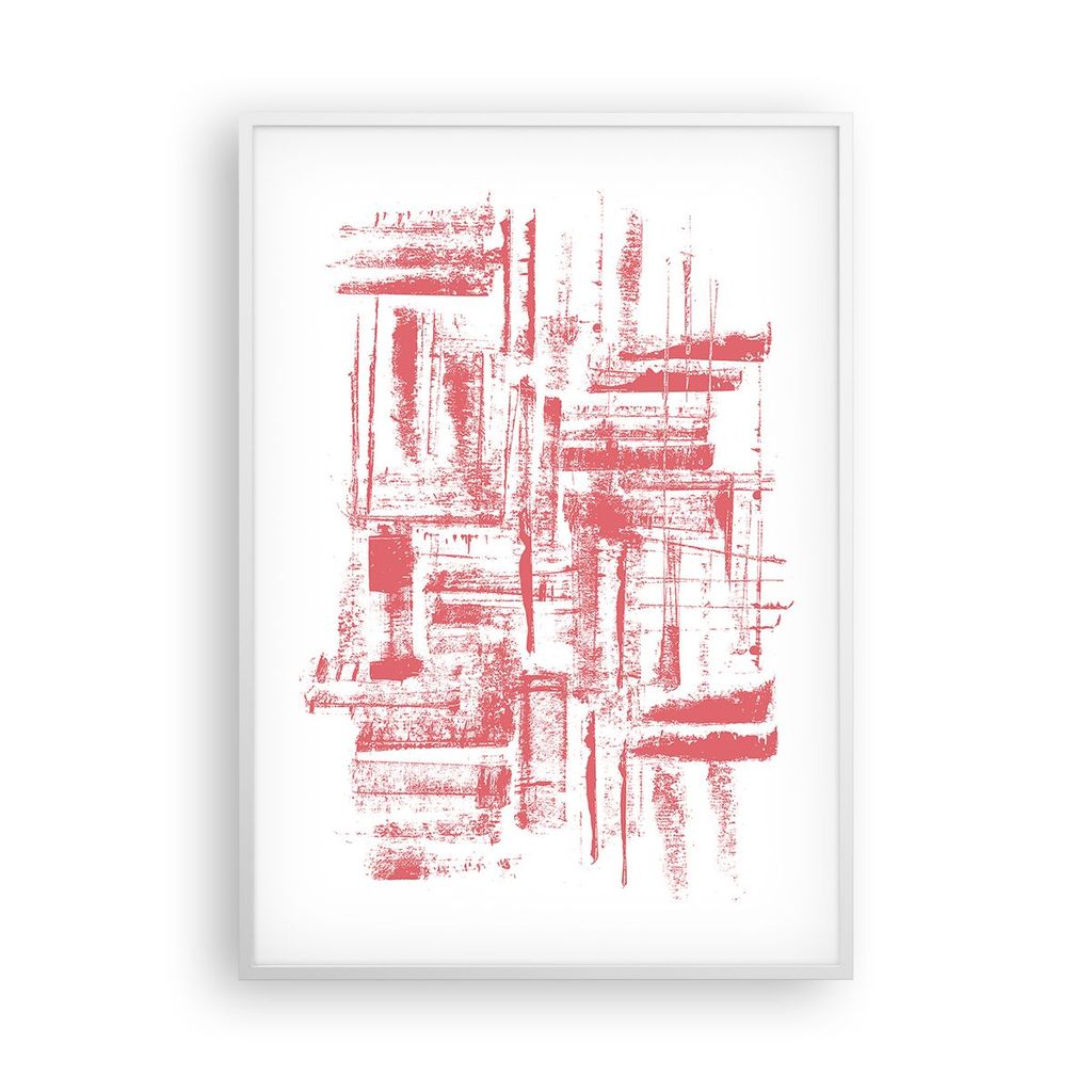 Gerahmtes Poster - Weißer Rahmen - Rot Textur Muster - 70x100 cm - Wand Bild - Wanddeko - Wandbilder - Kunstposter - Wandposter - Bilderrahmen - B...