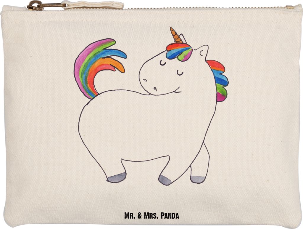 Mr. & Mrs. Panda Kulturtasche Einhorn Stolzieren Grösse XL Große - Weiß - Geschenk, Reiten, Unicorn, Pferd, Mäppchen, Pouch, Stolz, Etui, Stoff...