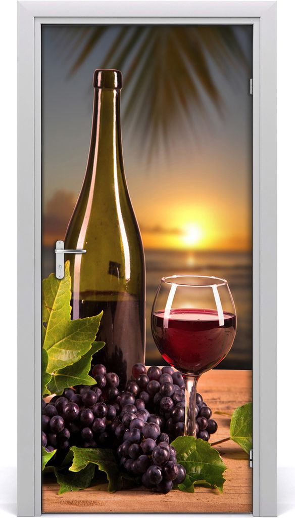 Tulup Türaufkleber 95x205 cm Dekorative Aufkleber Selbstklebend Wasserdichte Tapete Abnehmbar Schlafzimmer Wohnzimmer Wohnkultur - Trauben und Wein