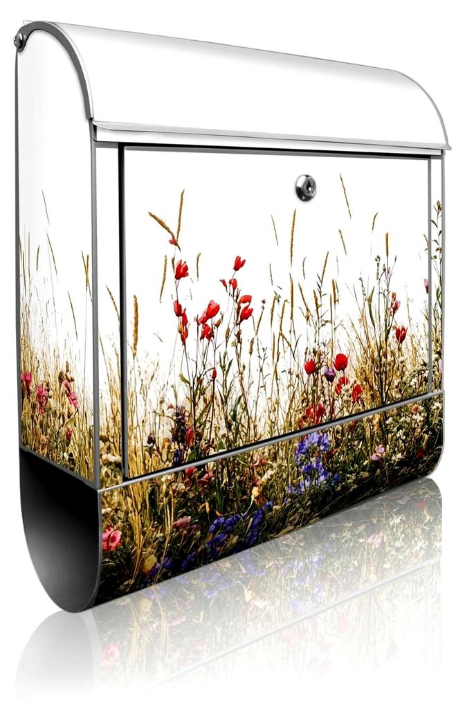 Personalisierte Design-Briefkasten 38,5x46,5x13cm & 2 Schlüssel - Stahl Weiß mit pulverbeschichtetem Zeitungsfach - Postkasten A4 Einwurf inkl. M...