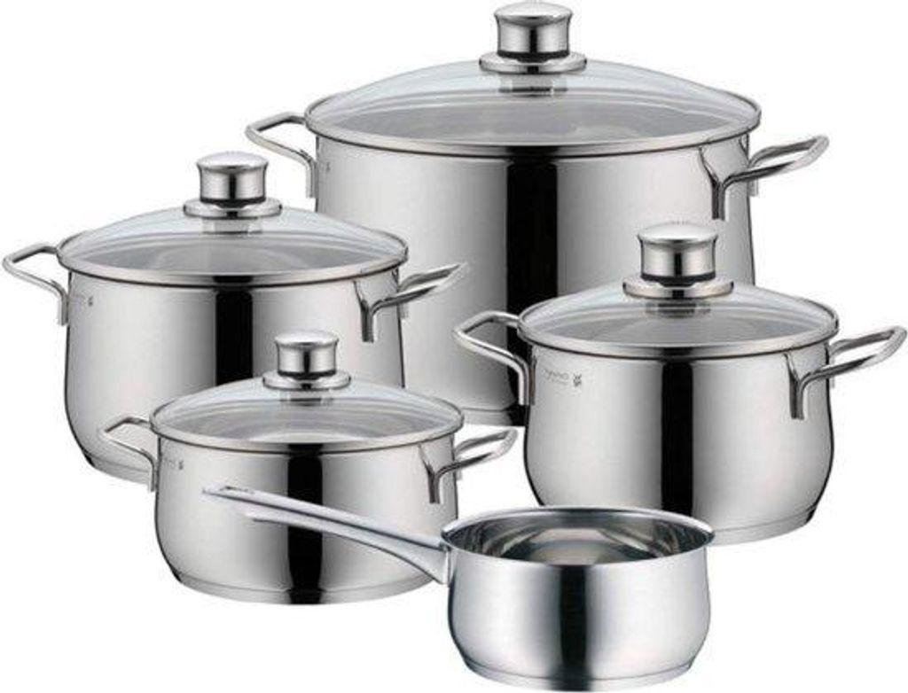 Induktions-Pannenset 5-teilig aus Cromarganrostfrei-Stahl ohne Beschichtung
