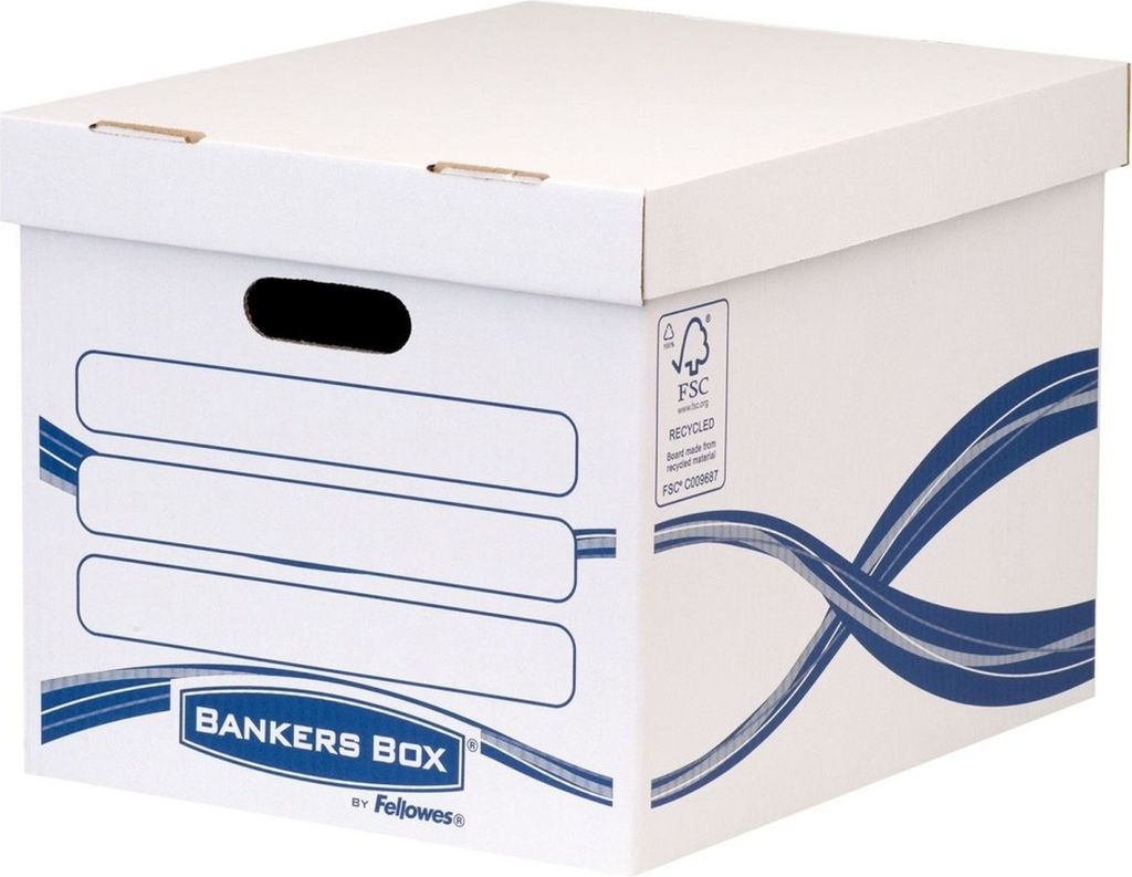 Archivbox Standard Bankers Box Basic 317x287x384mm weiß/blau Packung mit 10 Stück