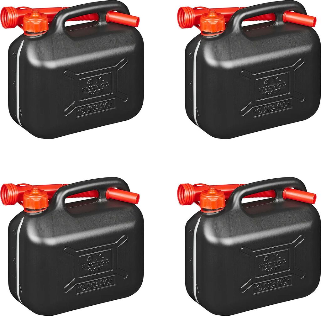 4x Kraftstoffkanister 5L sw Kunststoff Reserve Diesel Benzinkanister UN-geprüft