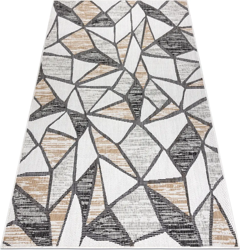 Tapis SIZAL COOPER Mosaïque 22208 écru noir beige sisal 140x190 cm