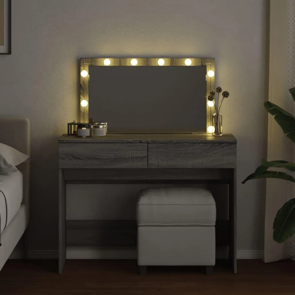 Tavolo da Trucco vidaXL LED Grigio Sonoma 100cm - Recensione e Prezzo - 3