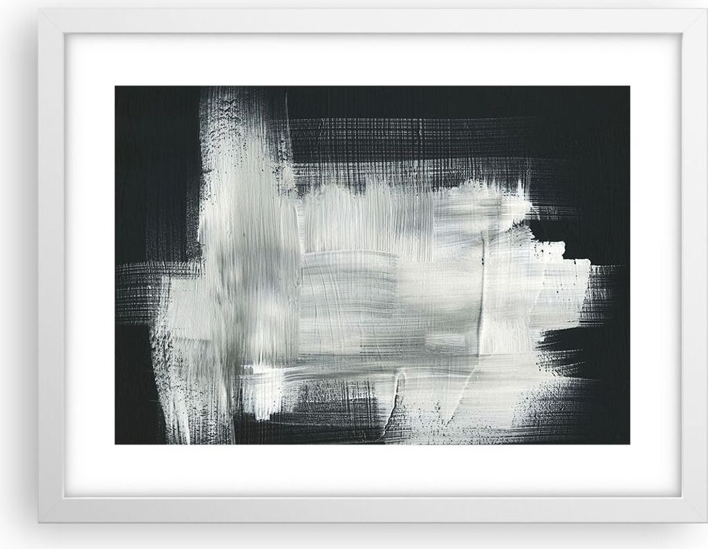 Gerahmtes Poster - Weißer Rahmen - Abstraktion Schwarz Weiß - 40x30 cm - Wand Bild - Wanddeko - Wandbilder - Kunstposter - Wandposter - Bilderrah...