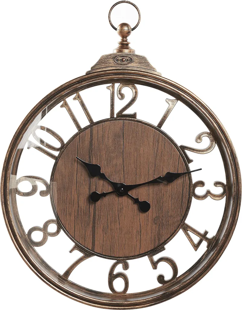 Horloge murale décorative marron ø 52 cm avec chiffres arabes lisibles