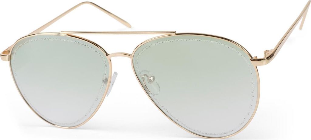 styleBREAKER Damen Piloten Sonnenbrille mit Glitzer Highlights im Glas, getönte Polycarbonat Gläser und Metall Gestell, Pilotenbrille 09020107