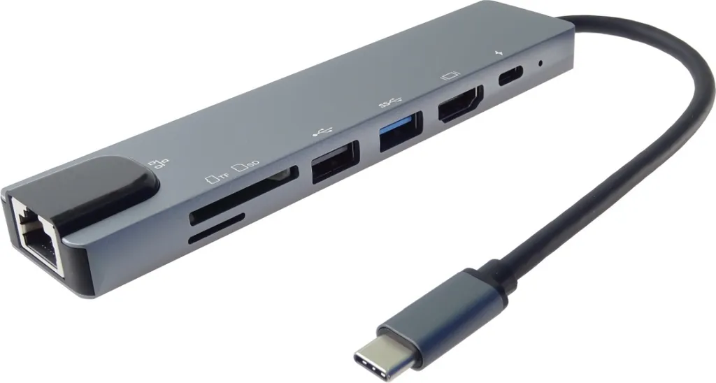 PremiumCord Hub USB-C vers HDMI 4K USB 3.0 PD RJ45 et Lecteur SD TF