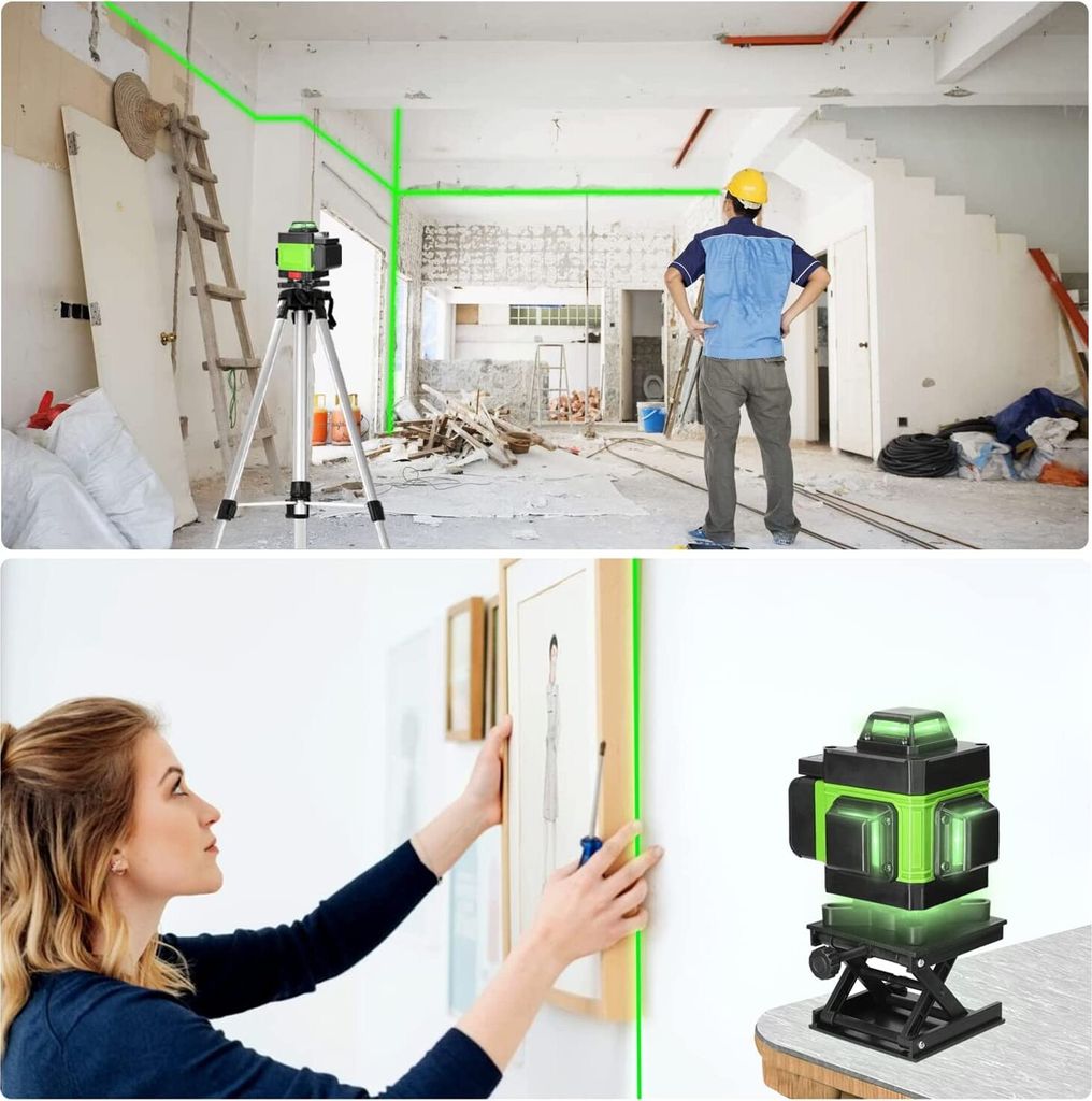 4D Laser Wasserwaage Mit Stativ - 16 Linien Nivelliergerät Baustellen-Laser DE E - Foto 4