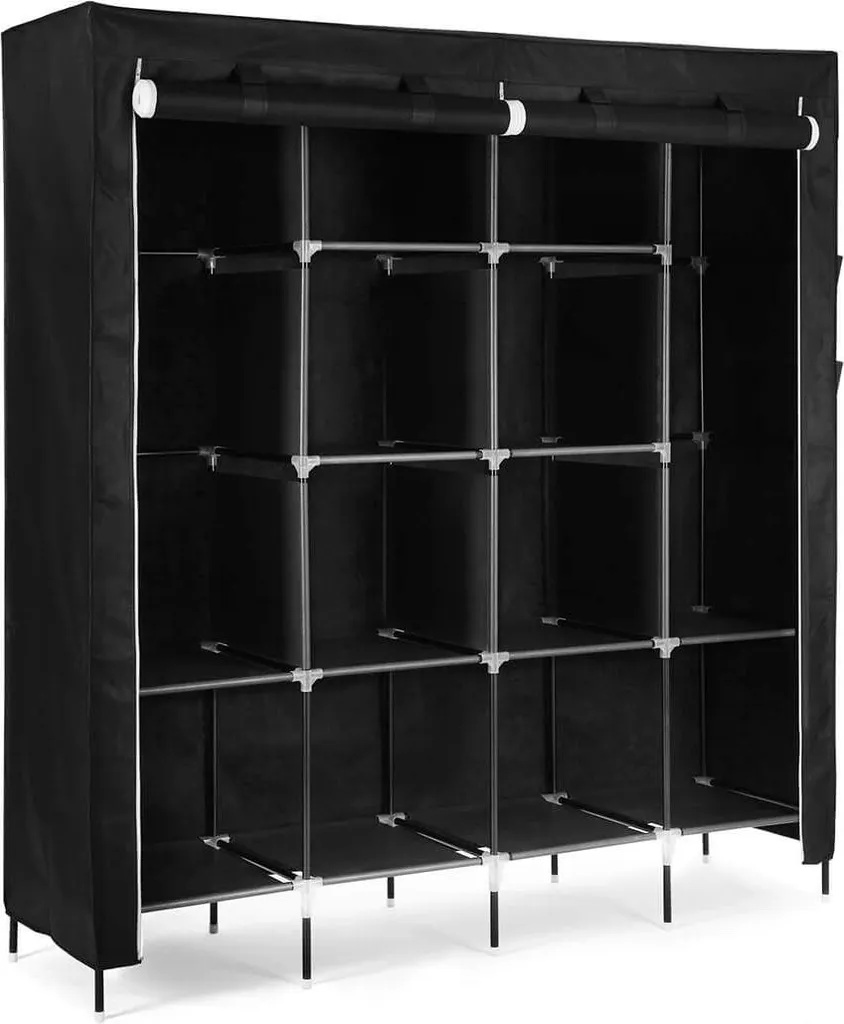 Armoire en tissu noir 168 x 180 cm - Penderie XXL avec housse robuste