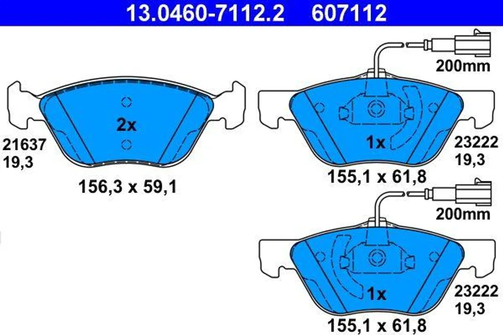 Plaquettes de Frein à Disque ATE 13.0460-7112.2 compatibles Alfa 166