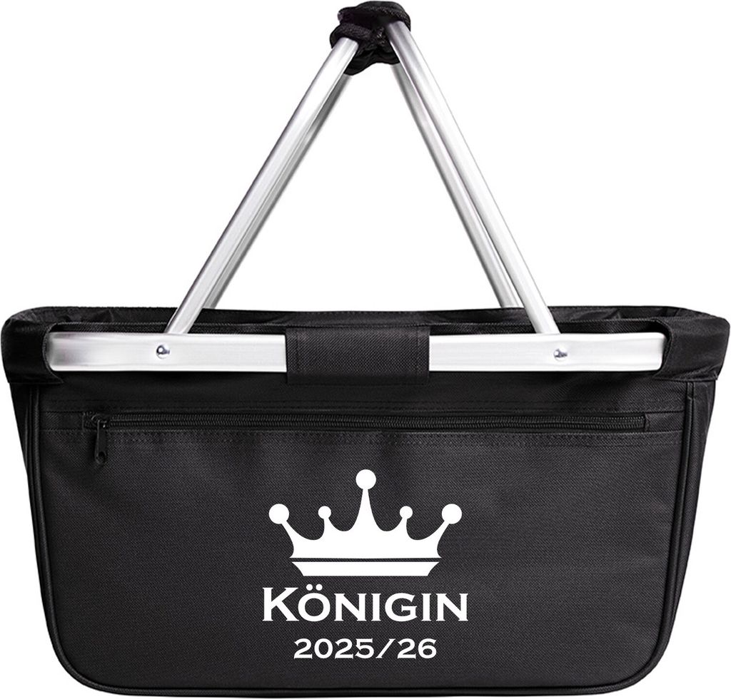 Huuraa Einkaufskorb Königin 2025/26 Schützenkönigin 20 Liter Black faltbarer Tragekorb Geschenkidee