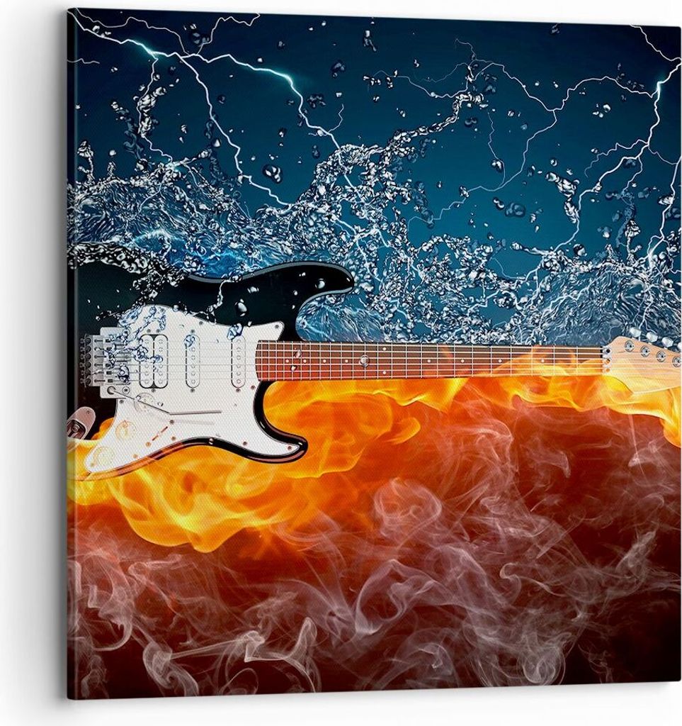 Bild auf Leinwand - Leinwandbild - Gitarre Instrument Musik - 70x70cm - Wand Bild - Wanddeko - Leinwanddruck - Bilder - Kunstdruck - Wanddekoration...