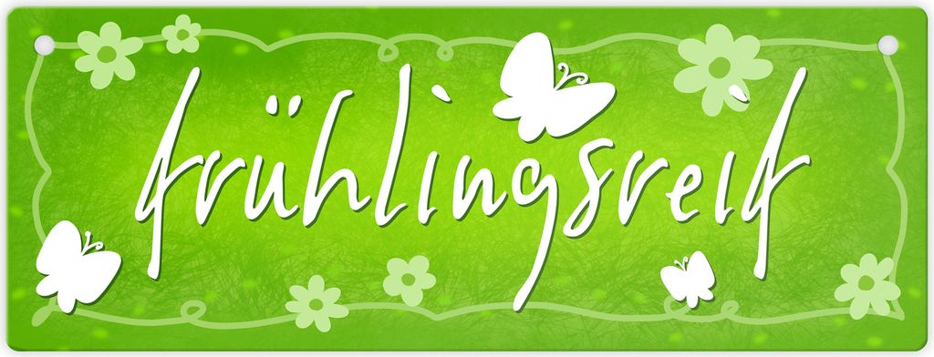 Frühlingsreif Metallschild mit Schmetterlingen und Blumen