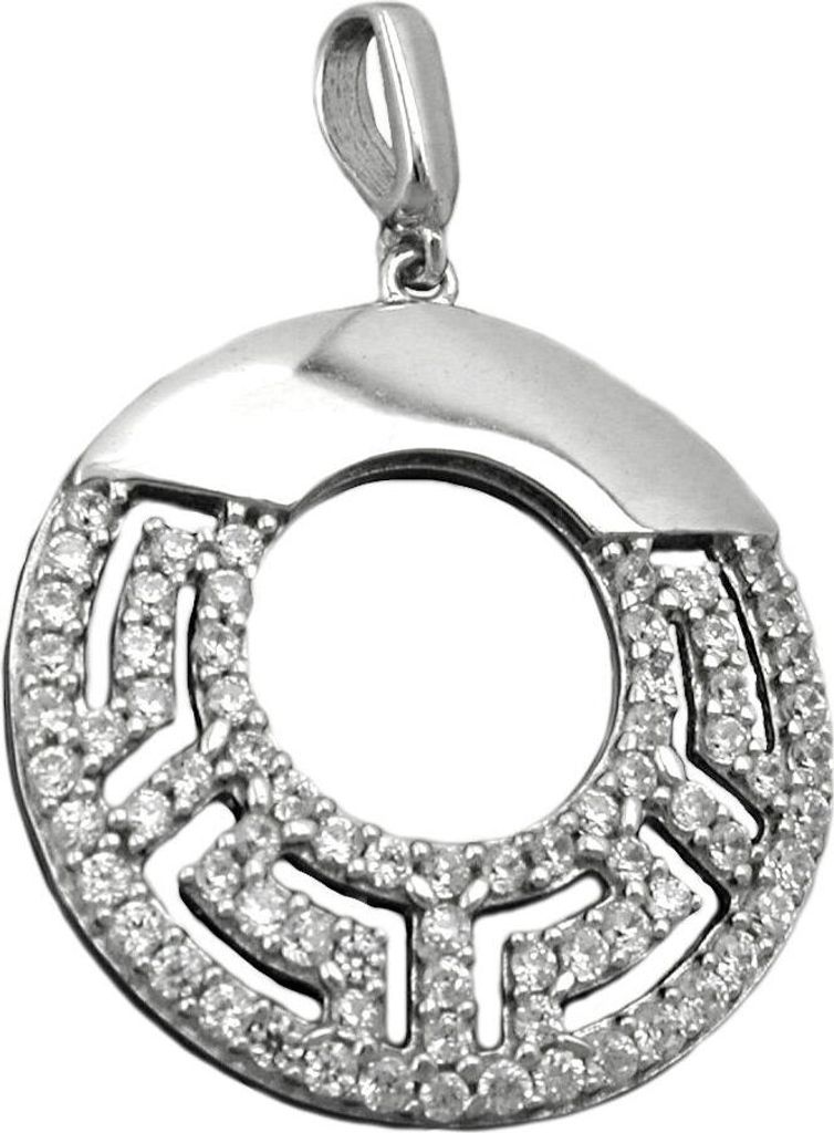 Runder Anhänger Kettenanhänger mit vielen Zirkonias 925 Sterling Silber Damen