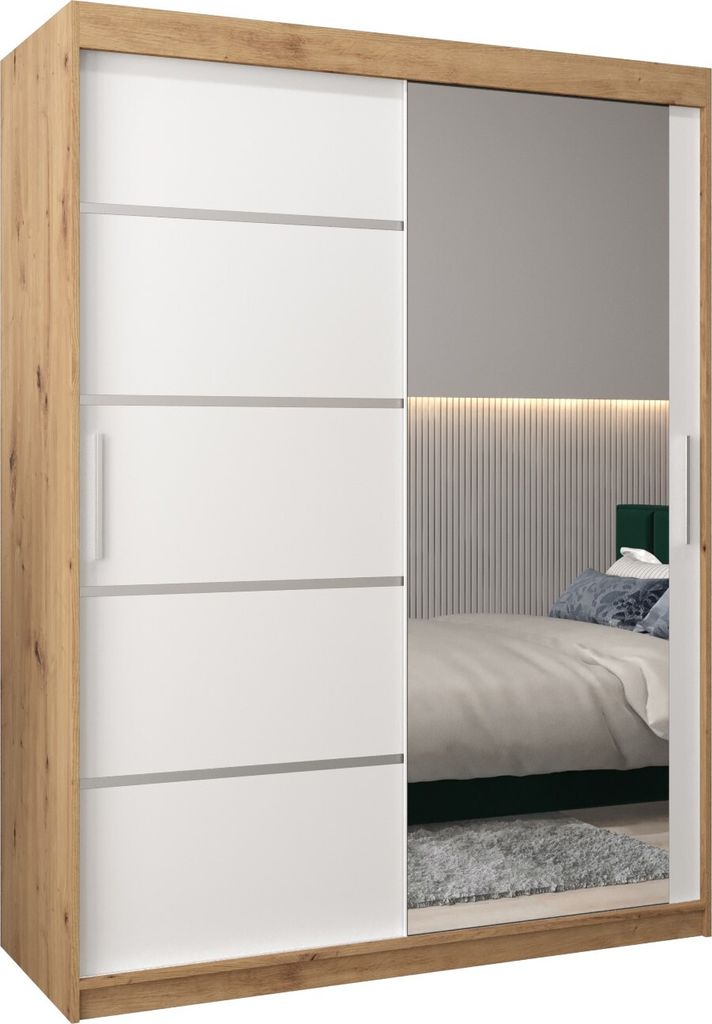 Kleiderschrank, Schiebetürenschrank Schlafzimmer, Schrank mit Spiegel VERONA 2 150 cm