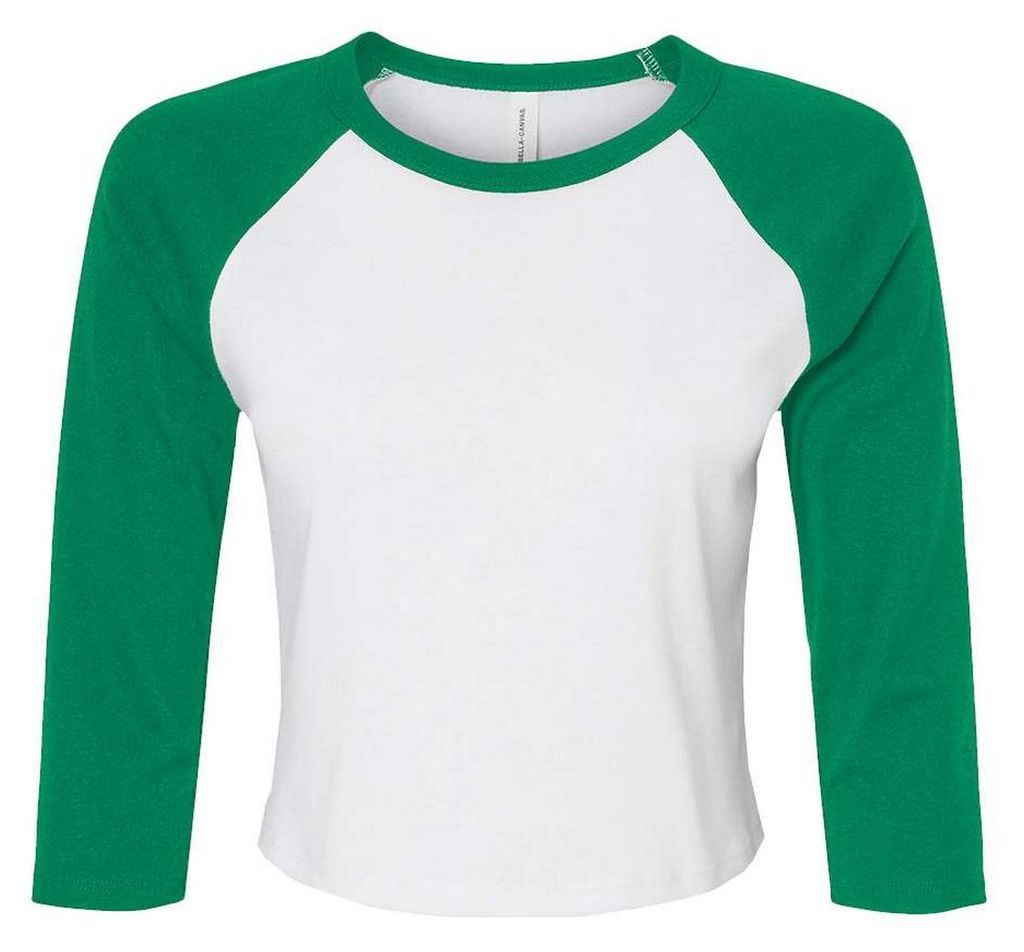 Bella + Canvas - T-Shirt Raglanärmel für Damen 3/4 Ärmel FK2601 (XL) (Weiß/Irisches Grün)
