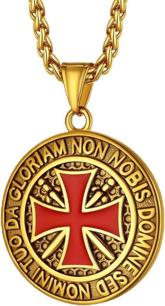Naszyjnik z krzyżem templariuszy ze stali nierdzewnej dla Zdjęcie produktu 