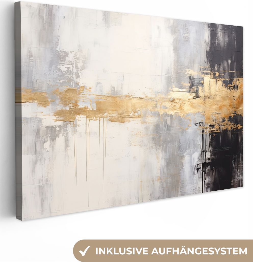 MuchoWow - Leinwandbilder - Gold - Luxus - Acryl - Kunst, Wandbild, Wanddeko Bilder Wohnzimmer, 60x40 cm