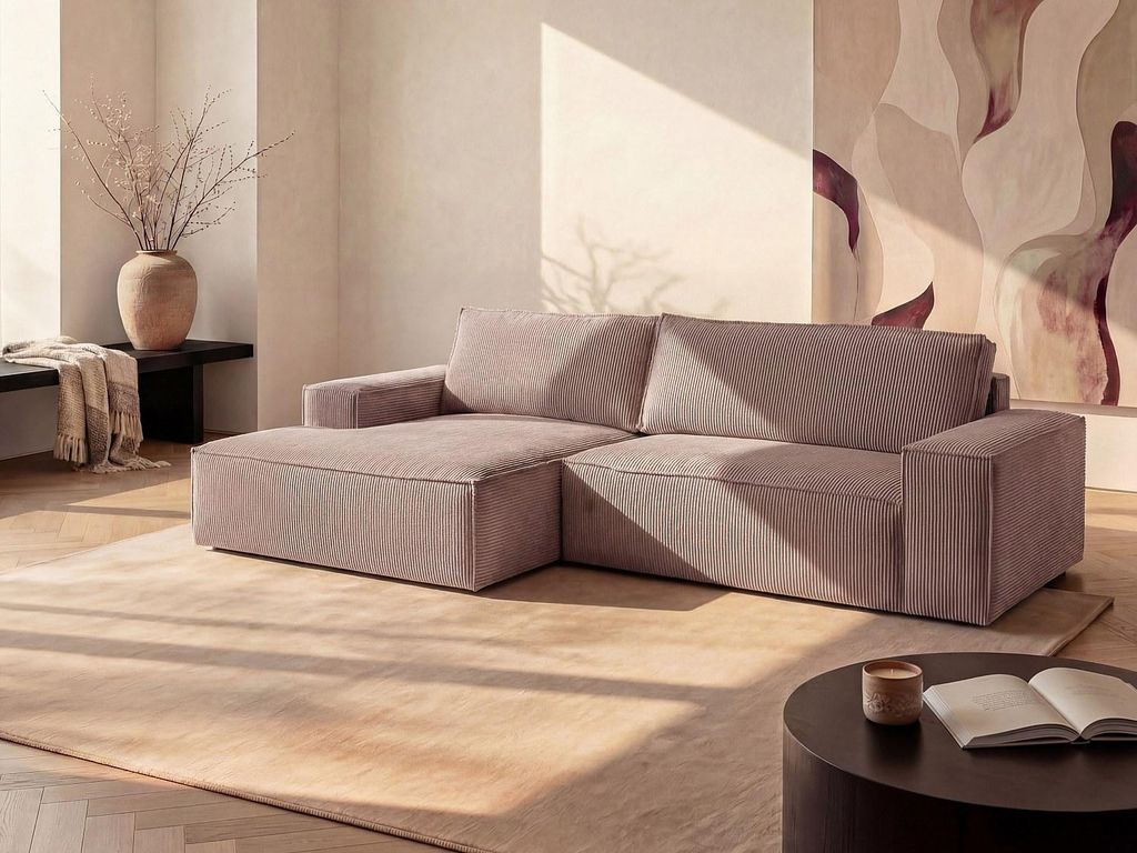 AMELIA PASCAL MORABITO fliederfarbenes Velours-Ecksofa - Linkes Ecksofa