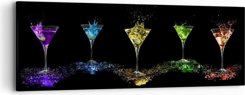 Bild auf Leinwand - Leinwandbild - Cocktail trinken Alkohol Glas - 90x30cm - Wand Bild - Wanddeko - Leinwanddruck - Bilder - Kunstdruck - Wanddekor...