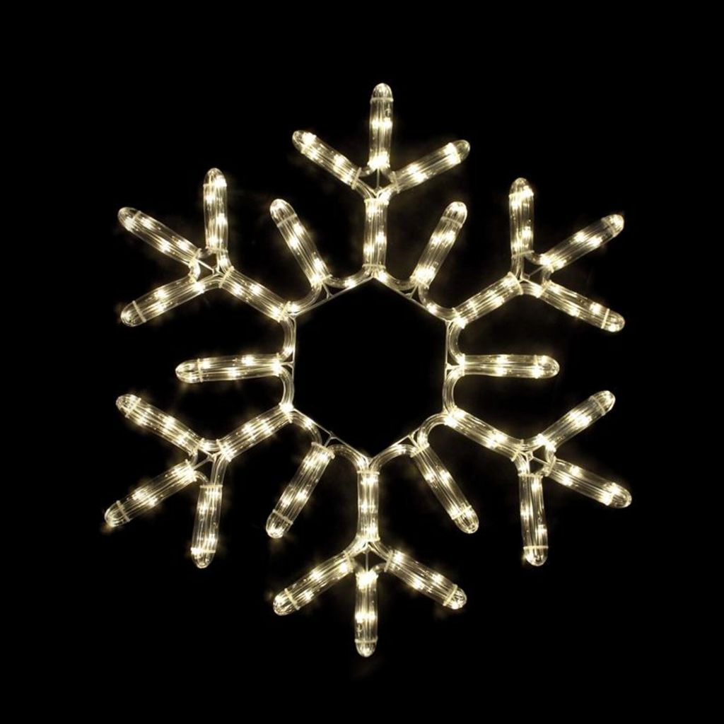 ACA Beleuchtete Weihnachts-Außendekoration in Schneeflockenform, 144 LEDs, 6 m Schlauch, warmweiß, mit Effekten, IP44, 56 cm, 1,5 m Netzkabel X08...