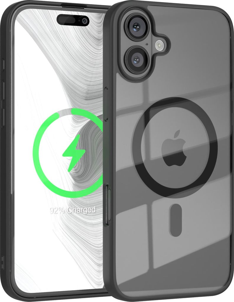 EAZY CASE Clear MagSafe Case für Apple iPhone 16 Plus, Qi-Charging, Silikon mit Kameraschutz, Bumper Case in