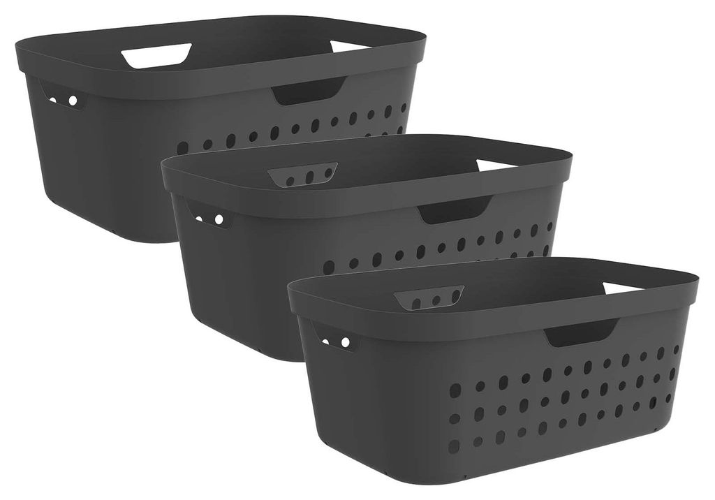 Rotho 3er-Set Wäschekorb 39L Jona - Wäschesammler groß - Produktbild 