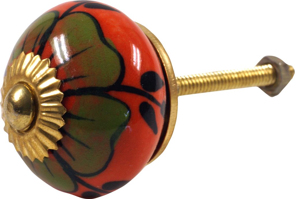 Kleiner Keramik Möbelknopf, Möbelknauf Möbelgriff, Schranktürknöpfe, Möbelknöpfe, Schubladengriff - Modell 98, Orange, 3*3*6,5 cm, Möbelkn...