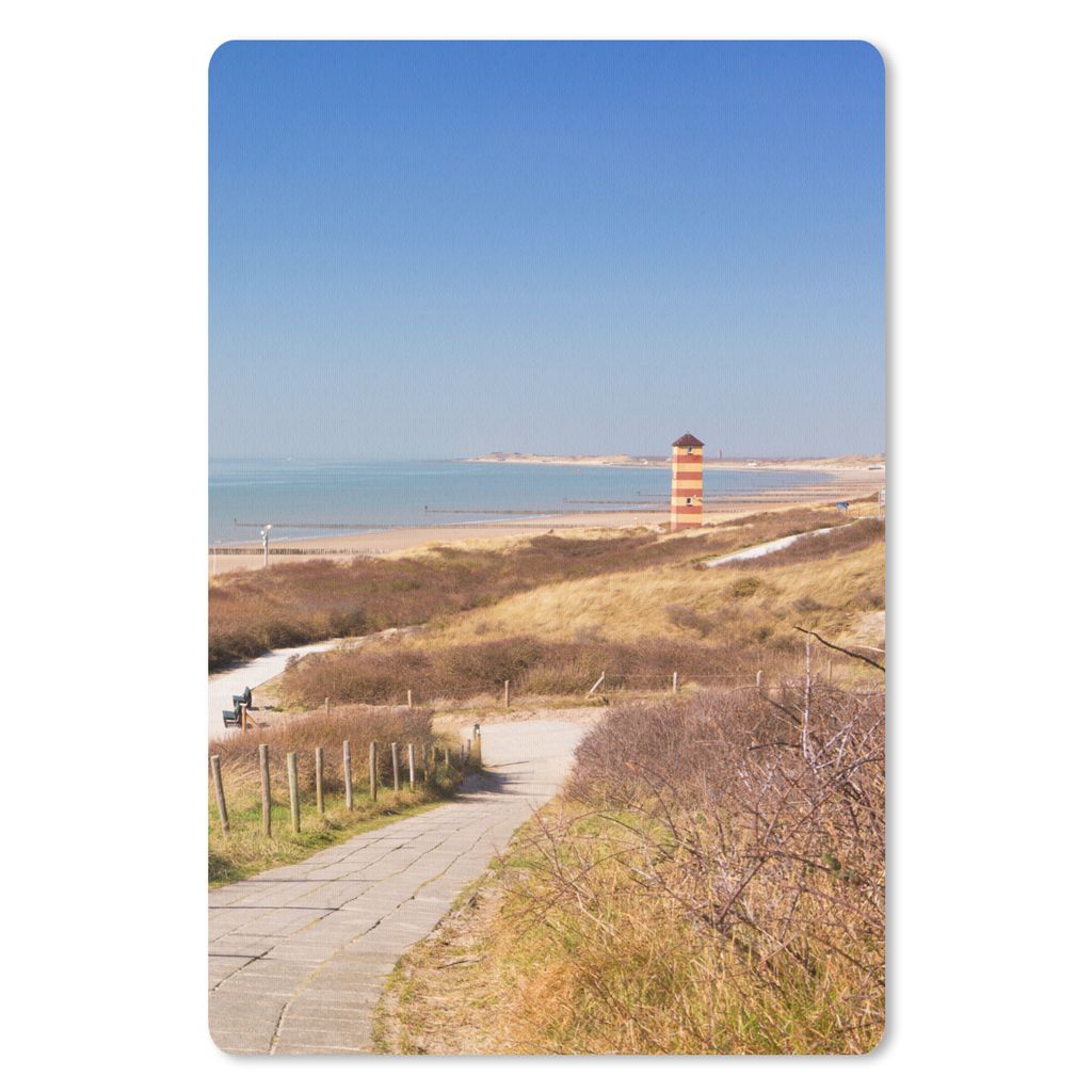 MuchoWow Mauspad Mousepad Strand - Meer - Leuchtturm - Niederlande 18x27 cm - Mousepads - Maus Mat - Pad - Mausunterlage