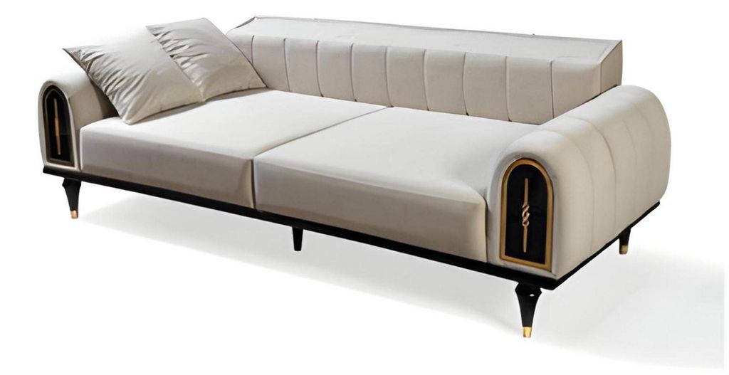 Weiß-Schwarze Couchen Luxus Sofagarnitur Moderner 3-Sitzer Lehnsessel