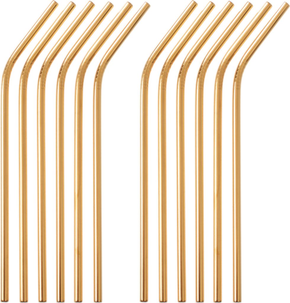 GRÄWE Edelstahl Trinkhalme 12er Set Gold Gebogen Produktbild 
