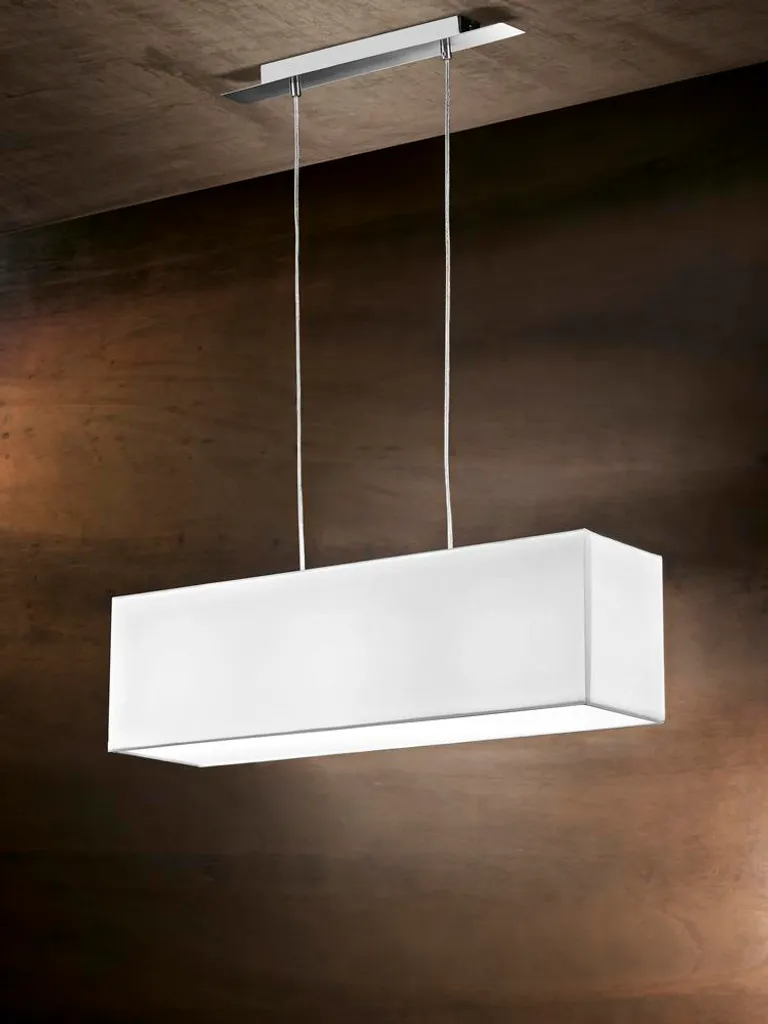 Perenz Suspension Chrome Brossé et Tissu Blanc 3 Lumières E27 Élégante