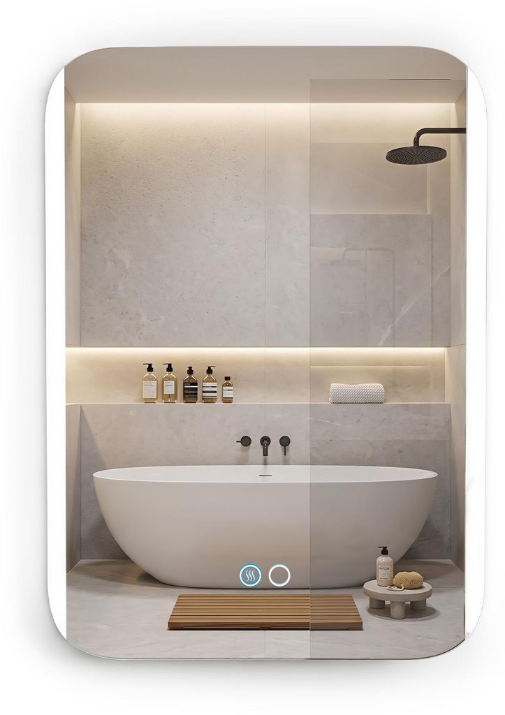 COSTWAY Badspiegel mit LED Beleuchtung 70x50cm, Wandspiegel Produktbild 
